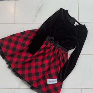 NWT Cat and Jack Black and Red Plaid Dress